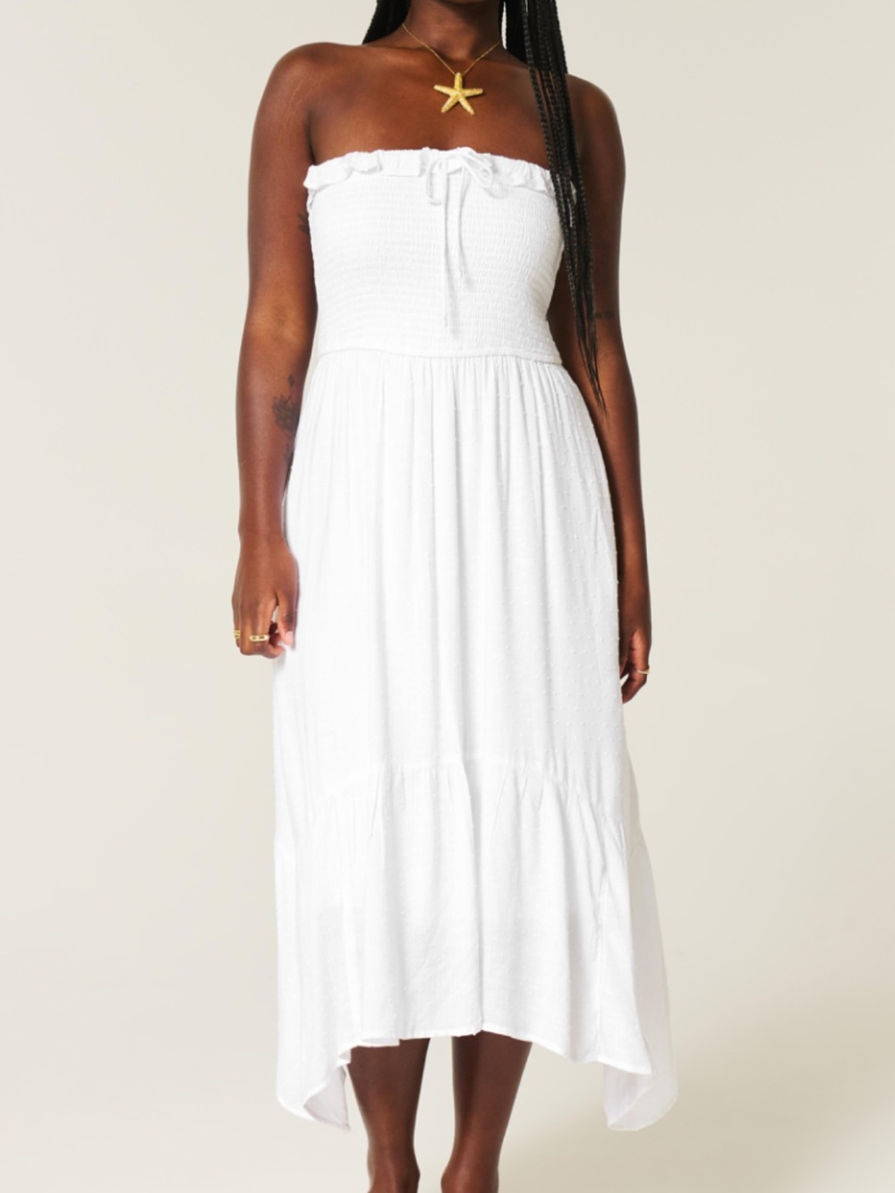 Brand new Hollister Strapless White Smocked Maxi Dress